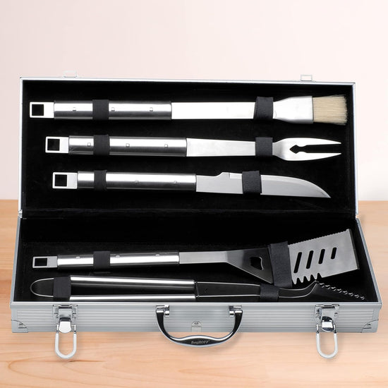 6Pc BBQ Grill Tools with Aluminum Case