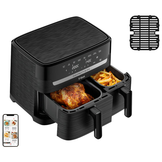 T-FAL EY905N50 Dual Easy Fry & Grill Air Fryer - Blemished package with full warranty