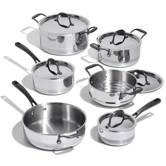 LAGOSTINA L967613611 11 Piece 7 Ply Clad Stainless Steel Cookware Set - Blemished package with full warranty