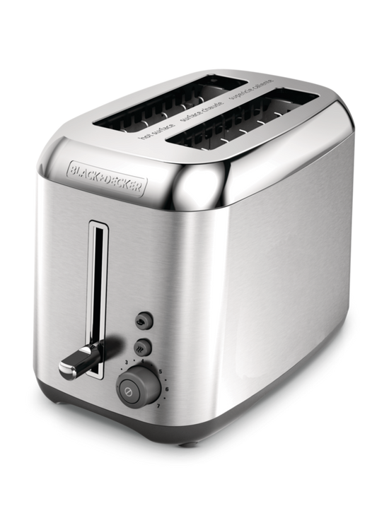 Black+Decker Brushed Stainless Steel 2-Slices Toaster,Factory serviced with Home Essentials warranty -TR3490SKT