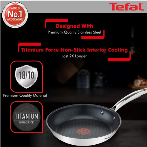 T-FAL STAINLESS STEEL PLATINUM NON-STICK FRYING PAN 28CM -H8680654