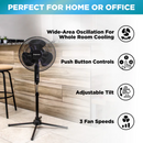 Impress Oscillating Stand Fan 16-inch Black -IM-727B