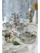 Cuisinart Five Ply 12-Piece Stainless Steel Hand-Hammered Cookware Set- HFP12SSC