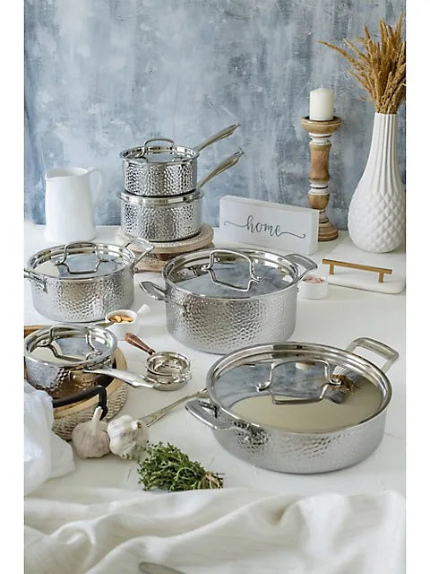 Cuisinart Five Ply 12-Piece Stainless Steel Hand-Hammered Cookware Set HFP12SSC