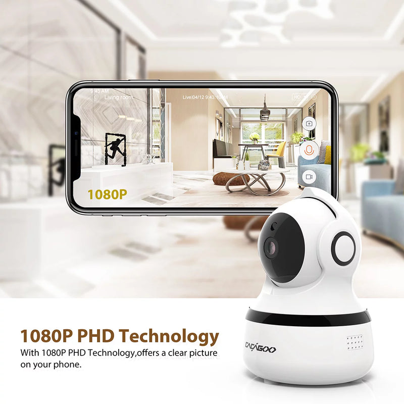 CACAGOO 1080P Wireless Indoor Security Camera Smart Home Surveillance IP Camera with IR Night Vision/Two-Way Audio, Cloud Storage for Baby/Elder/Pet/Nanny Monitor
