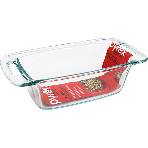 PYREX Baking Glass Loaf Dish Easy Grab 1.5QT/1.4L