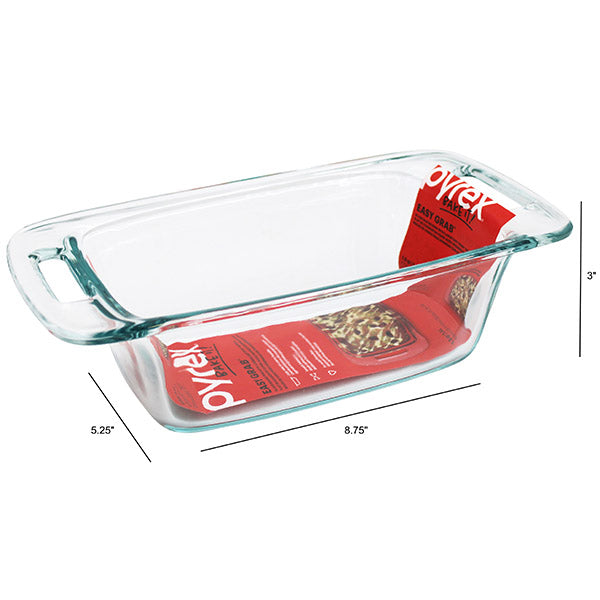 PYREX Baking Glass Loaf Dish Easy Grab 1.5QT/1.4L