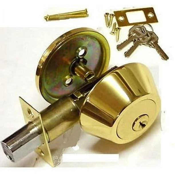 WELLSON Deadbolt Lock With 2 Keys (Gold) - WH-2339-GO