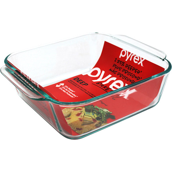 PYREX Baking Glass Dish Square Deep 2.6QT/2.5L