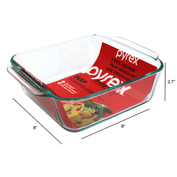 PYREX Baking Glass Dish Square Deep 2.6QT/2.5L