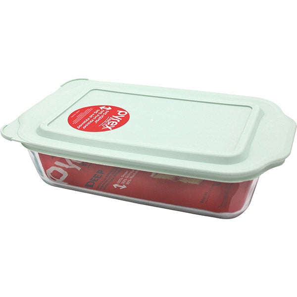 PYREX Baking Glass Dish Oblong Deep With Lid 3.1QT/3L