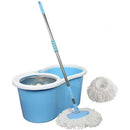 Balai à franges Easy Life Easy Mop 360°C avec seau rotatif à sec et 2 têtes de balai - Bleu