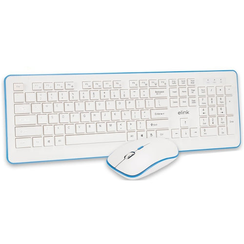 Elink Wireless Keyboard and Mouse Set, Rechargeable, 2.4GHz, White- KBR630