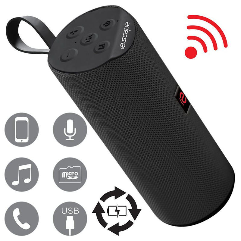 Haut-parleur portable sans fil ESCAPE avec radio FM et microphone-SPBT707BK