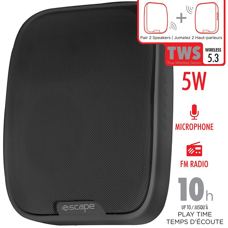 Enceinte murale sans fil ESCAPE TWS avec radio FM et microphone-SPBT3804 