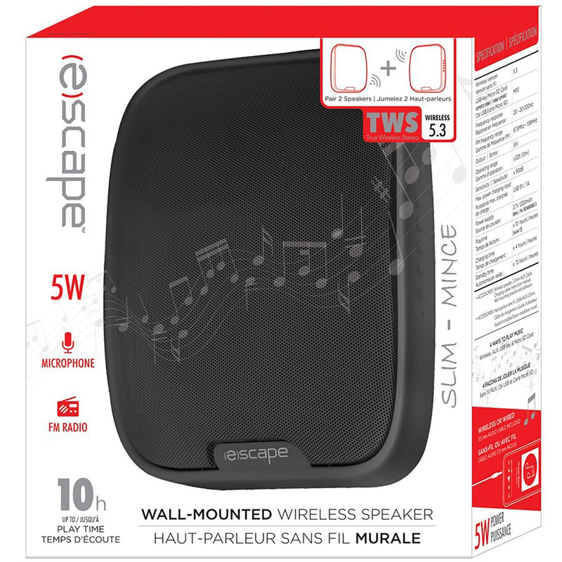 Enceinte murale sans fil ESCAPE TWS avec radio FM et microphone-SPBT3804 