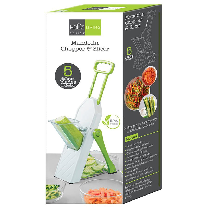 HAUZ - Safe-Slice Adjustable Mandoline Chopper with 5 Different Blades-AMC756