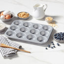 STARFRIT The Rock WAVE PRO 34846 12PC Muffin Tray 13.8" x 10.5" Carbon Steel