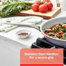 T-FAL 2100139937 Fresh Gourmet Recycled Ceramic Non Stick Cookware Set 12 PC Gray