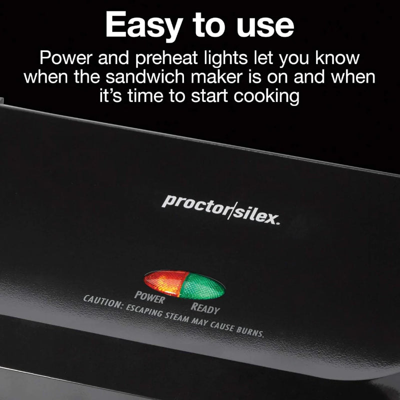 PROCTOR SILEX  4 Serving Panini Press, Sandwich Maker and Compact Indoor Grill- 25440PSC
