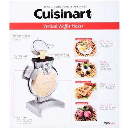 CUISINART  Vertical Waffle Maker Silver Blemished package with full warranty -WAF-V100