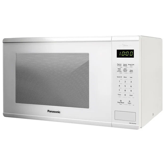 PANASONIC 1.3 cft. 1100W Genius Microwave Oven Refurbished with Home Essentials warranty , White -NNSG676W
