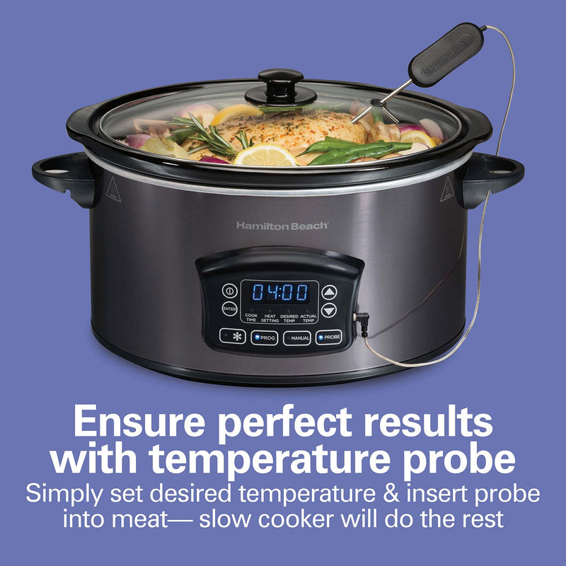 HAMILTON BEACH 33768G 6 Quart Programmable Defrost Slow Cooker