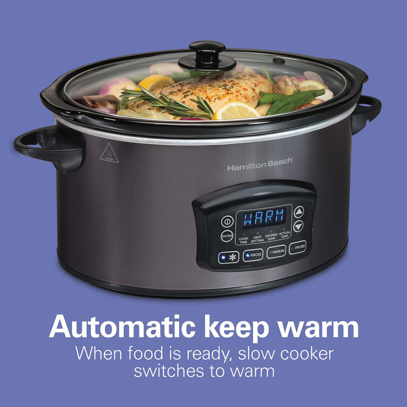 HAMILTON BEACH 33768G 6 Quart Programmable Defrost Slow Cooker