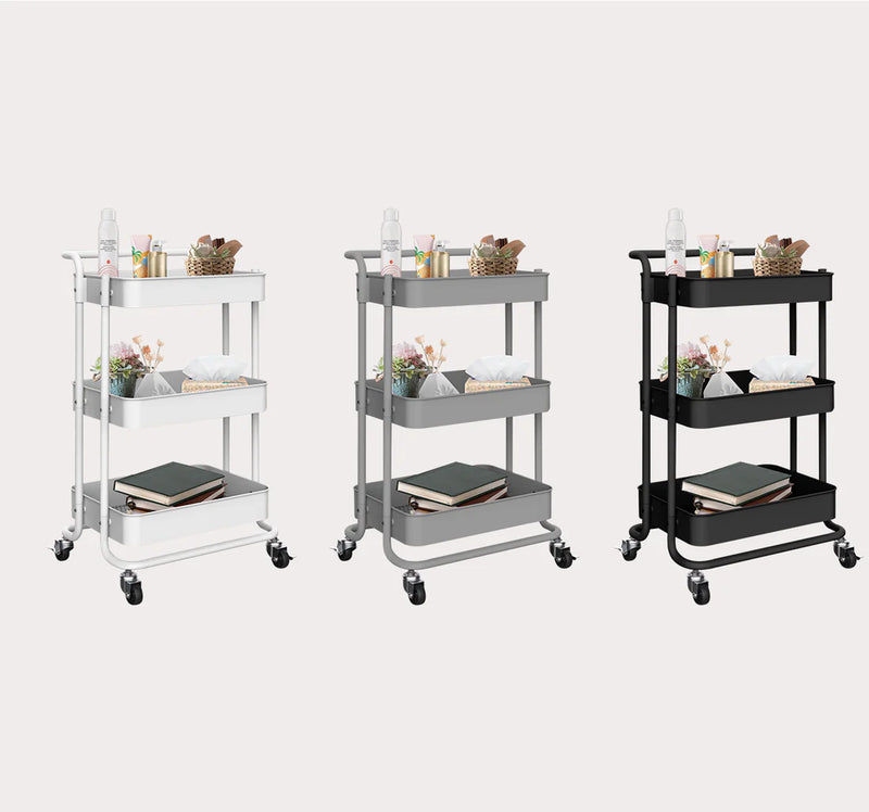 HOME AESTHETICS Metal Cart With Tires,3 Layers-HA-4407