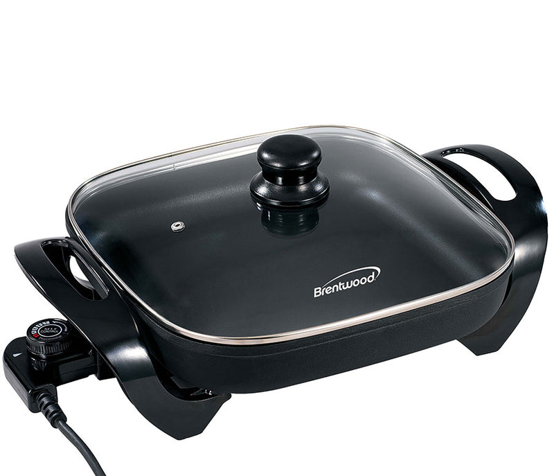 Brentwood SK-65 12-Inch Non-Stick Electric Skillet with Glass Lid, Black