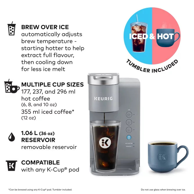 Cafetera KEURIG de una sola porción K-Iced K25F Essentials, paquete defectuoso con garantía completa