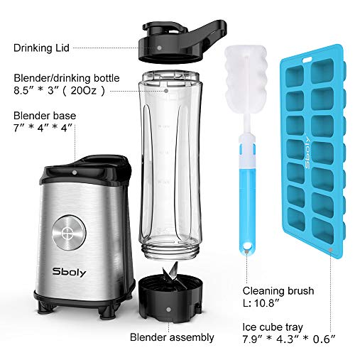 Sboly Single Serve Blender,Personal Blender with 2 Tritan BPA-Free 20Oz Blender Cups
