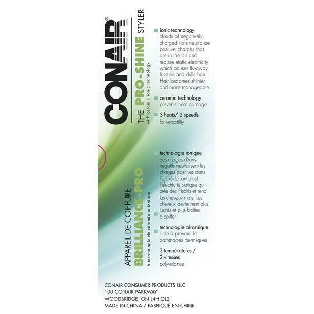 Conair 1875Watt Full Size Ceramic Ionic Chrome and White Hair Dryer, Hair Dryer -256WRXC