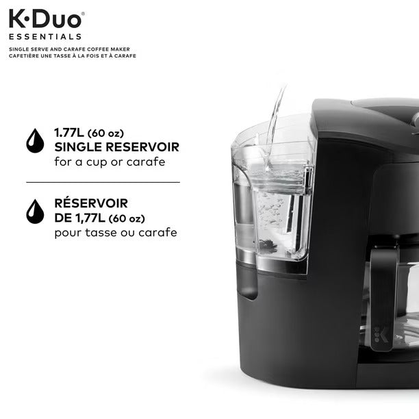 Cafetière à dosettes et carafe KEURIG K-Duo Essentials à portion individuelle K-Cup, emballage défectueux avec garantie complète