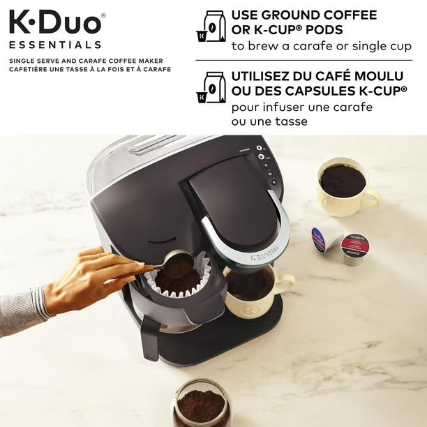 Cafetière à dosettes et carafe KEURIG K-Duo Essentials à portion individuelle K-Cup, emballage défectueux avec garantie complète