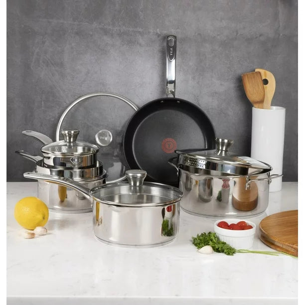 T-fal Unlimited Platinum 10-Piece Non-Stick Stainless Steel Cookware Set - HA868SA54