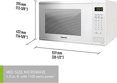 Panasonic 1.3 cft. 1100W Genius Microwave Oven Refurbished with Home Essentials warranty , White -NNSG676W