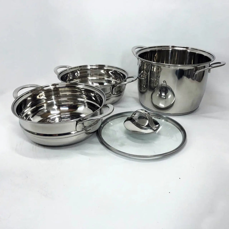 KAISA HOFF Stainless Steel Cookware Set With Steamer-LB-1857CB