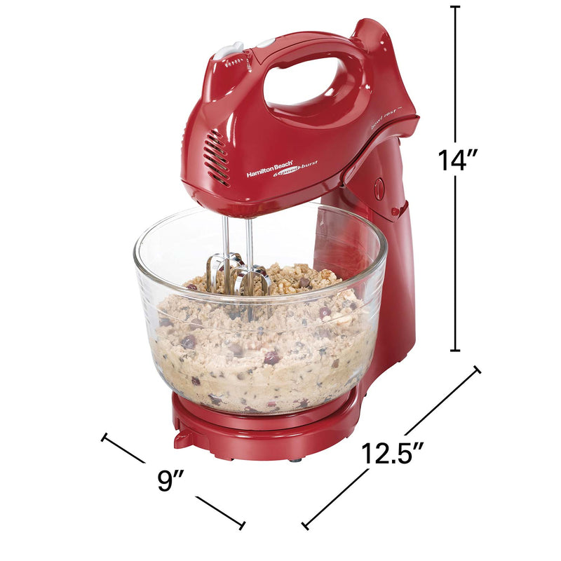 HAMILTON BEACH Power Deluxe™ 6 Speed Hand/Stand Mixer, Red- 64699