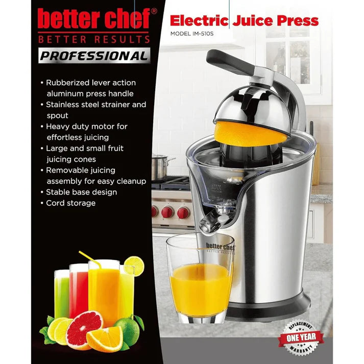 BETTER CHEF Deluxe Stainless Steel Electric Citrus Juice Press-IM-510S