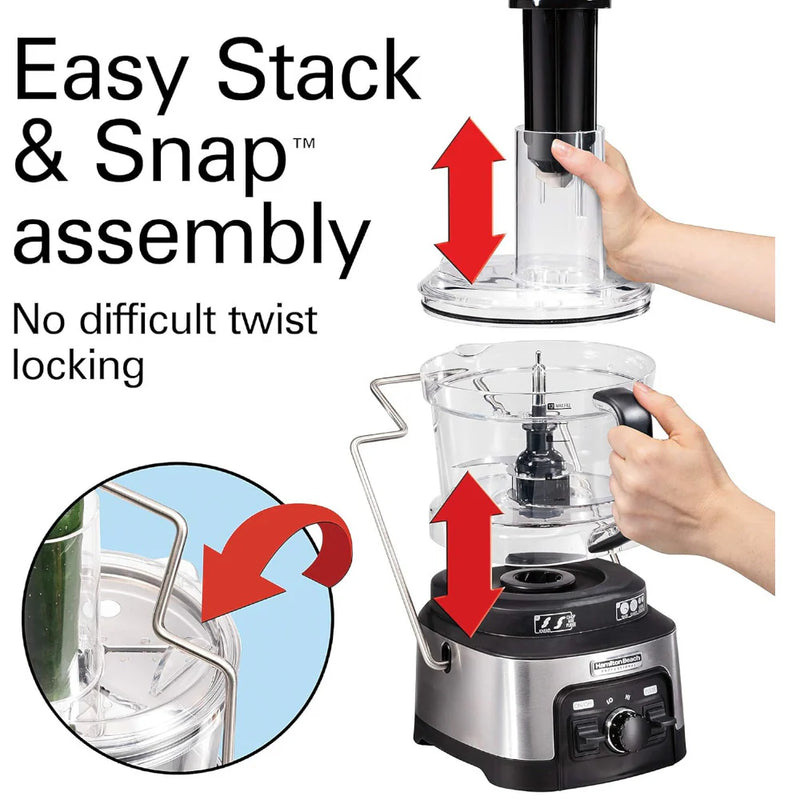 HAMILTON BEACH PROFESSIONAL 70815 Stack & Snap Food Processor - Refurbished with Home Essentials warranty