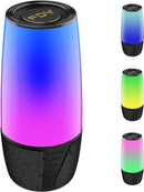 FDY Bluetooth Speaker, 9 Color LED Lighting Themes Speaker, IPX6 Waterproof Portable Wireless Speaker, Bluetooth 5.3, Wireless Two Pairing, 360° Stereo Sound Effect for Family Gatherings (Colorful)