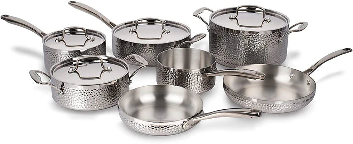 CUISINART HTP-11SSC 11-piece Vintage Hand Hammered Tri-ply Cookware Set