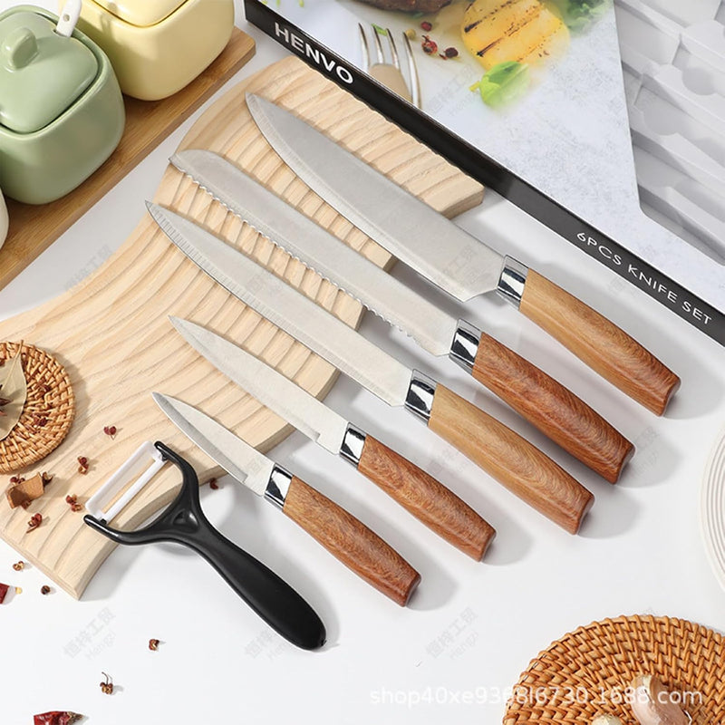 HENVO Corrugated Kitchen Knife Set 6 Pcs