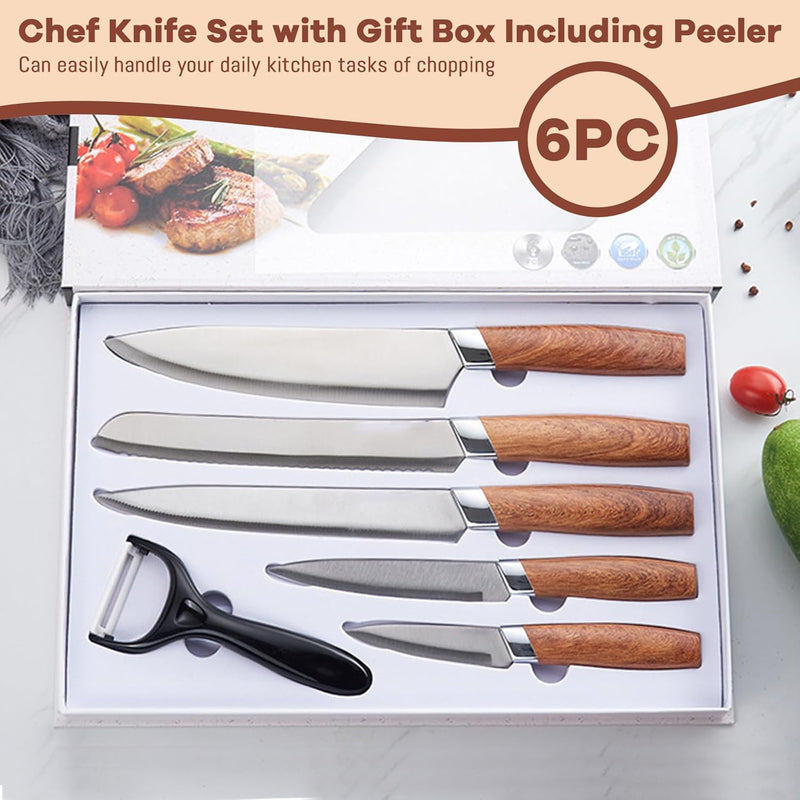 HENVO Corrugated Kitchen Knife Set 6 Pcs