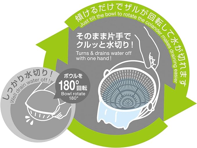 Kokubo Vegetable Fruit Rice Spin Wheel Colander L (Green)-‎KK-308