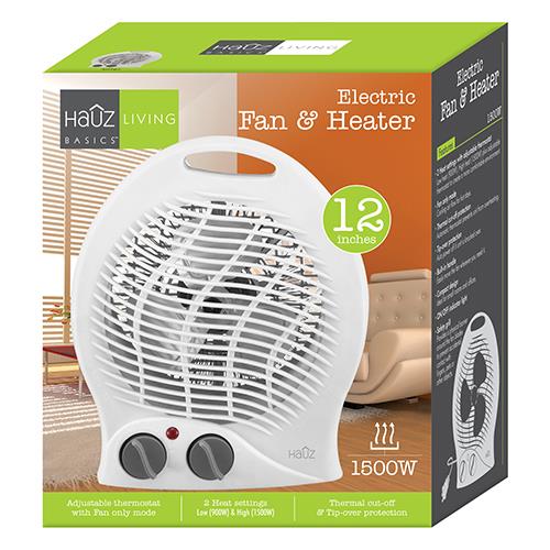 Hauz 12" 1500W Portable Electric fan heater- (AHT87)