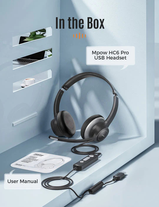 MPOW HC6 Pro USB Headset With Noise Cancellation Microphone- BH328B