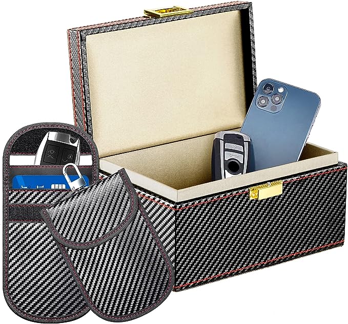 Faraday Box & 2 Faraday Pouches for Car Keys