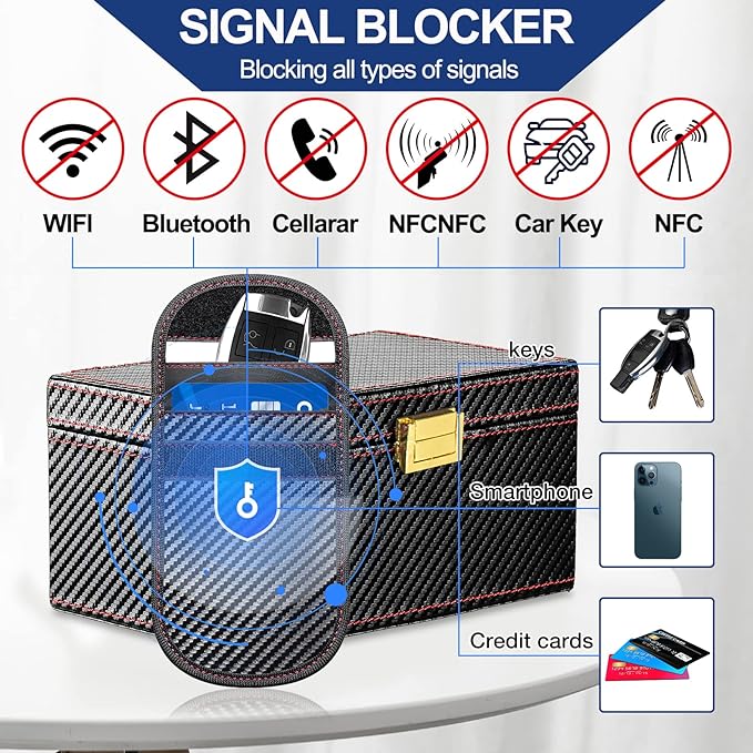 Faraday Box & 2 Faraday Pouches for Car Keys